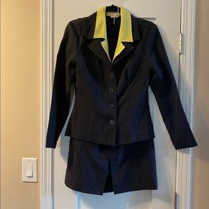 La Belle Black and Yellow Skirt Suit